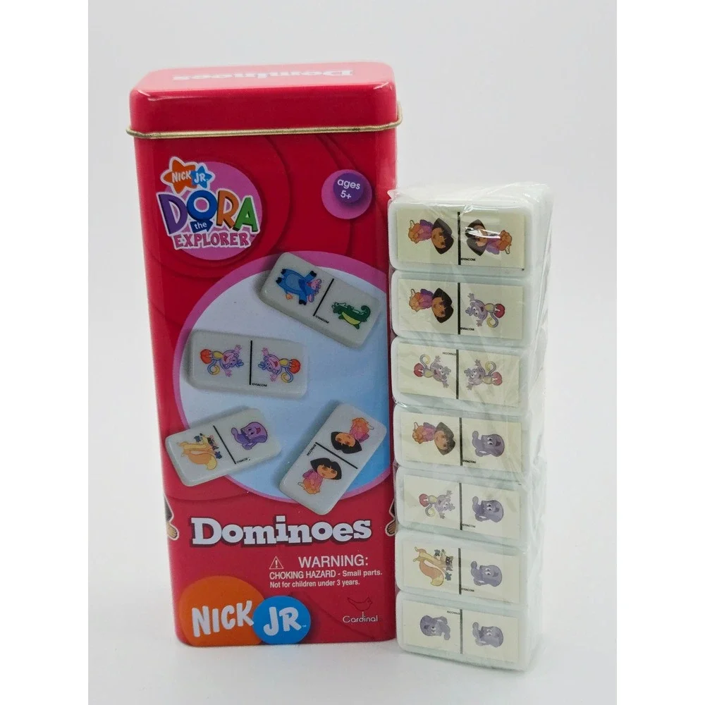 Dora the Explorer Dominoes 28 Piece Set in Collectible Tin Nick Jr 2006 NEW